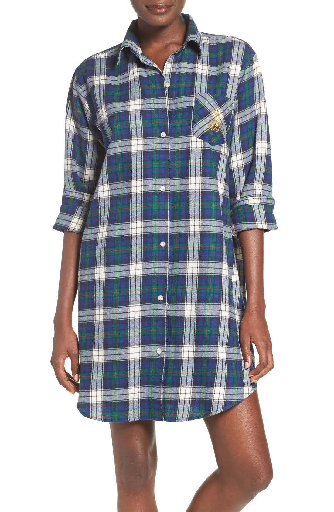 Lauren Ralph Lauren Plaid Woven Sleep Shirt Nordstrom