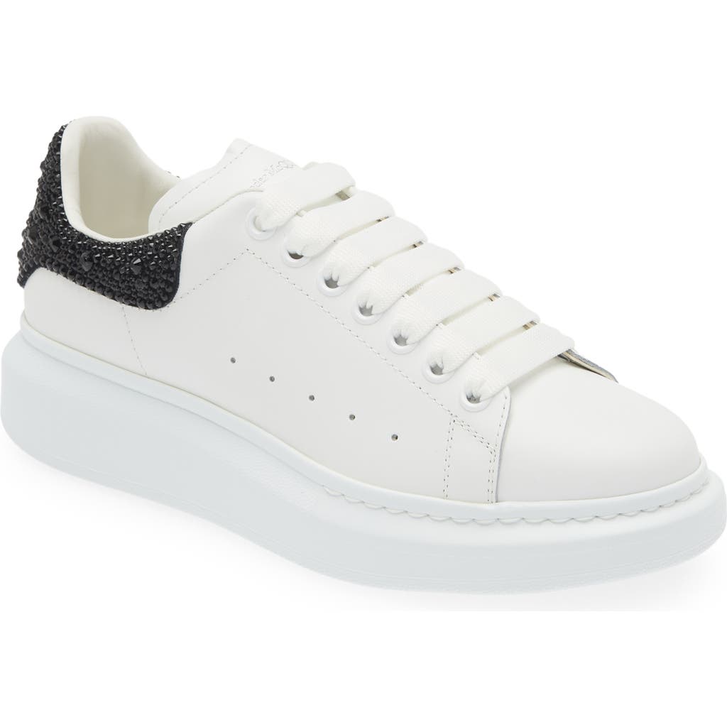 Alexander Mcqueen Oversized Crystal Embellished Sneaker In White/black