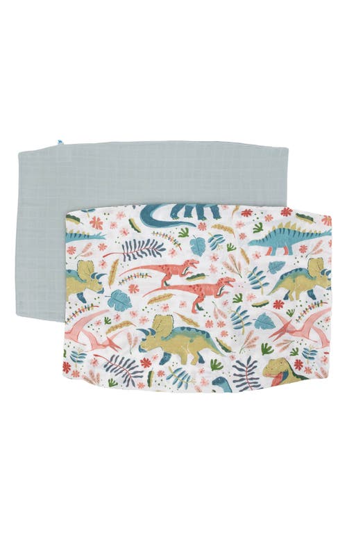 little unicorn 2-Pack Cotton Muslin Pillowcase in Pink Dinos at Nordstrom