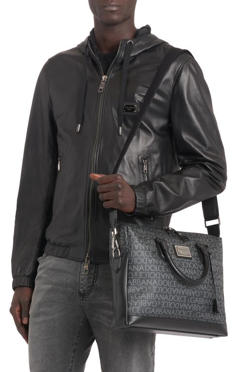 Dolce & Gabbana All-over Jacquard Coated Fabric Briefcase In Black