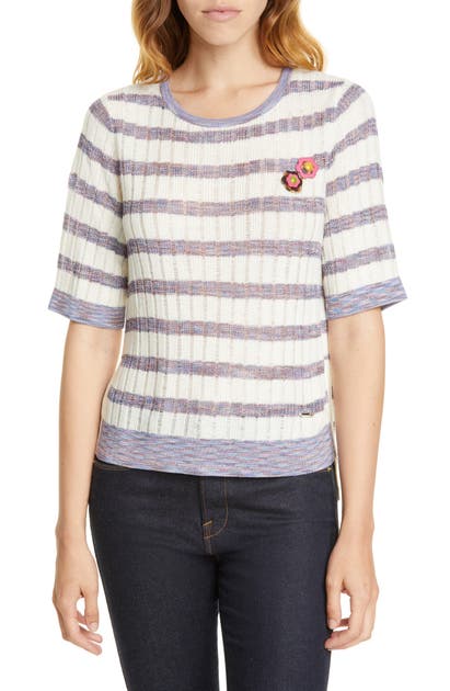 Click to view more detailed imagery on our partner's website Ted Baker Colour By Numbers Pilosa Stripe Knit Top In White