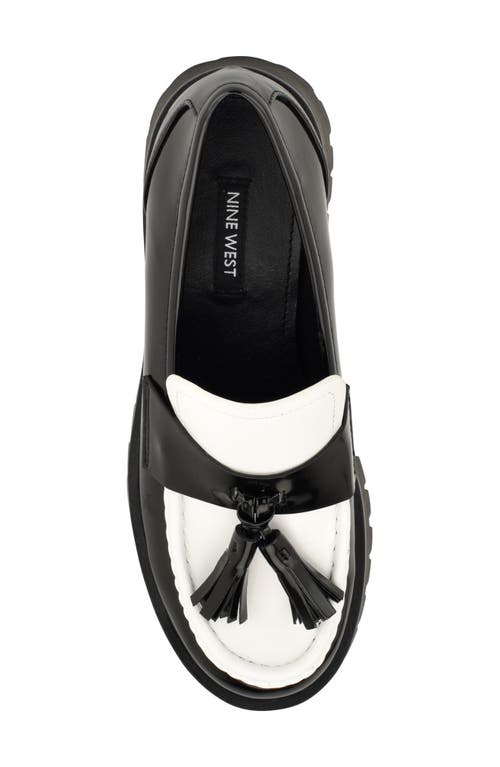 Nine West Garry Platform Tassel Loafer In Black/white