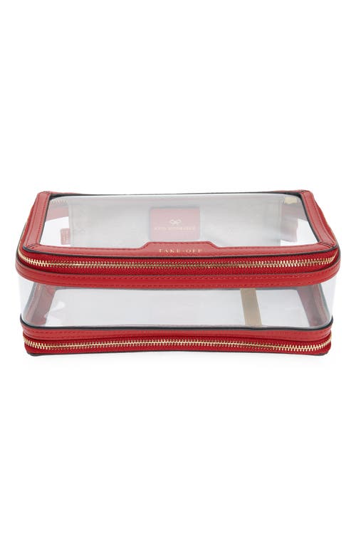 Anya Hindmarch In-flight Clear Travel Case In Clear/red