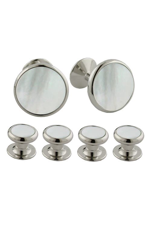 David Donahue Inlay Cuff Link & Stud Set in White Brass/M. o.p at Nordstrom