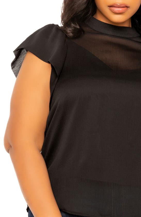 Shop Buxom Couture Ruffle Sleeve Top In Black