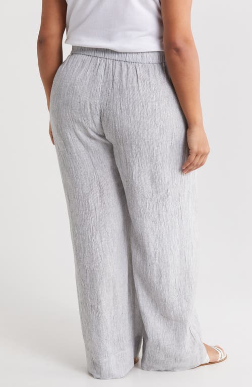 Shop Eileen Fisher Organic Linen Wide Leg Pant In White/black