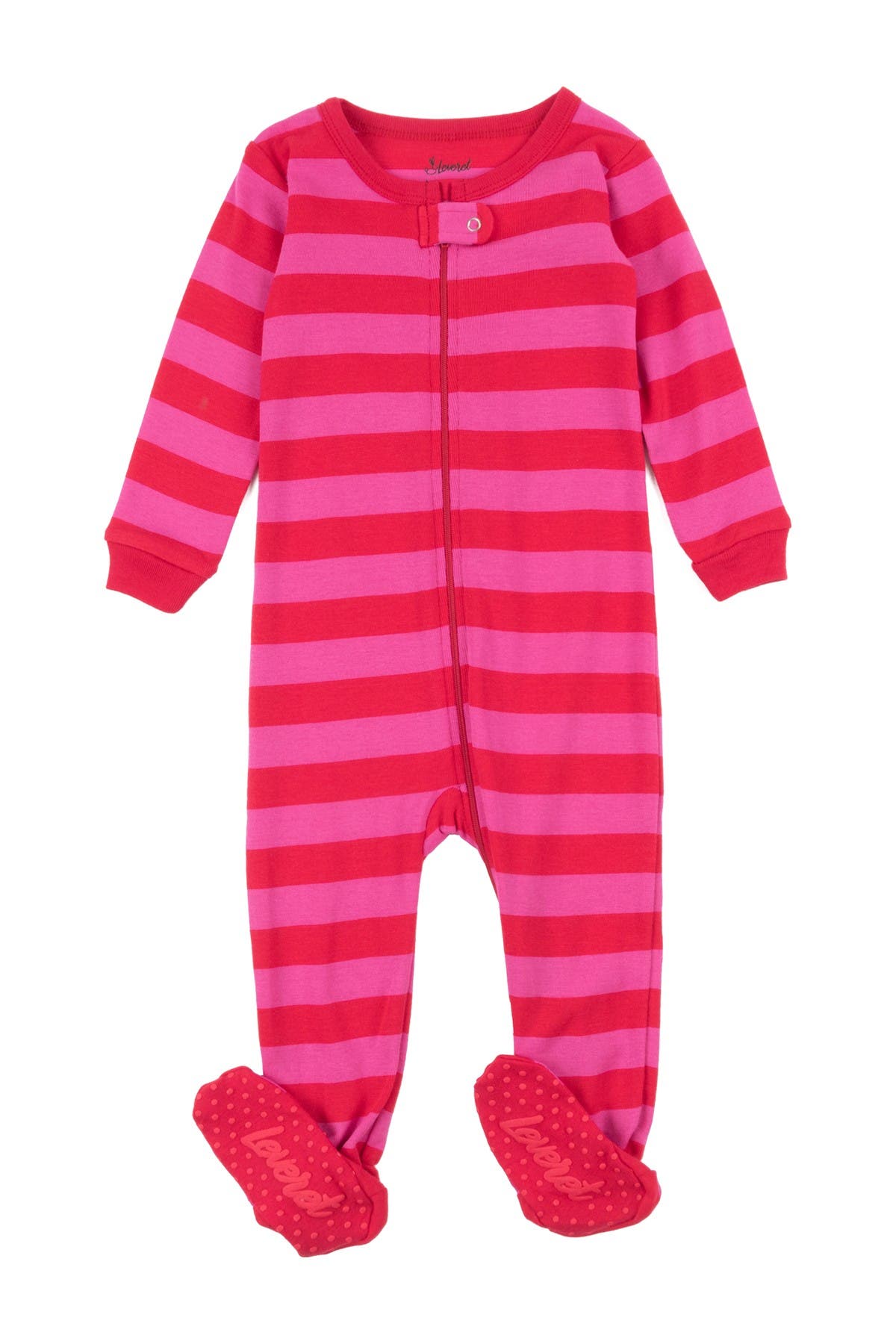 Essentials Baby Zip-Front Footed Sleeper Even Stripe Red White 18-24M