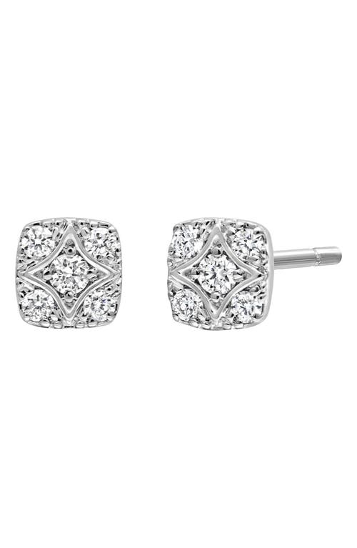 Mika Diamond Square Studs Earrings in 18K White Gold