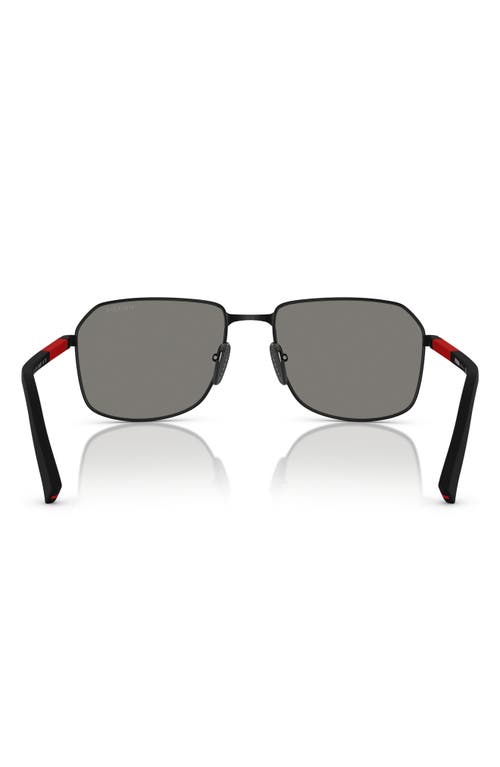 Prada Linea Rossa 57mm Rectangular Sunglasses In Rubber Black
