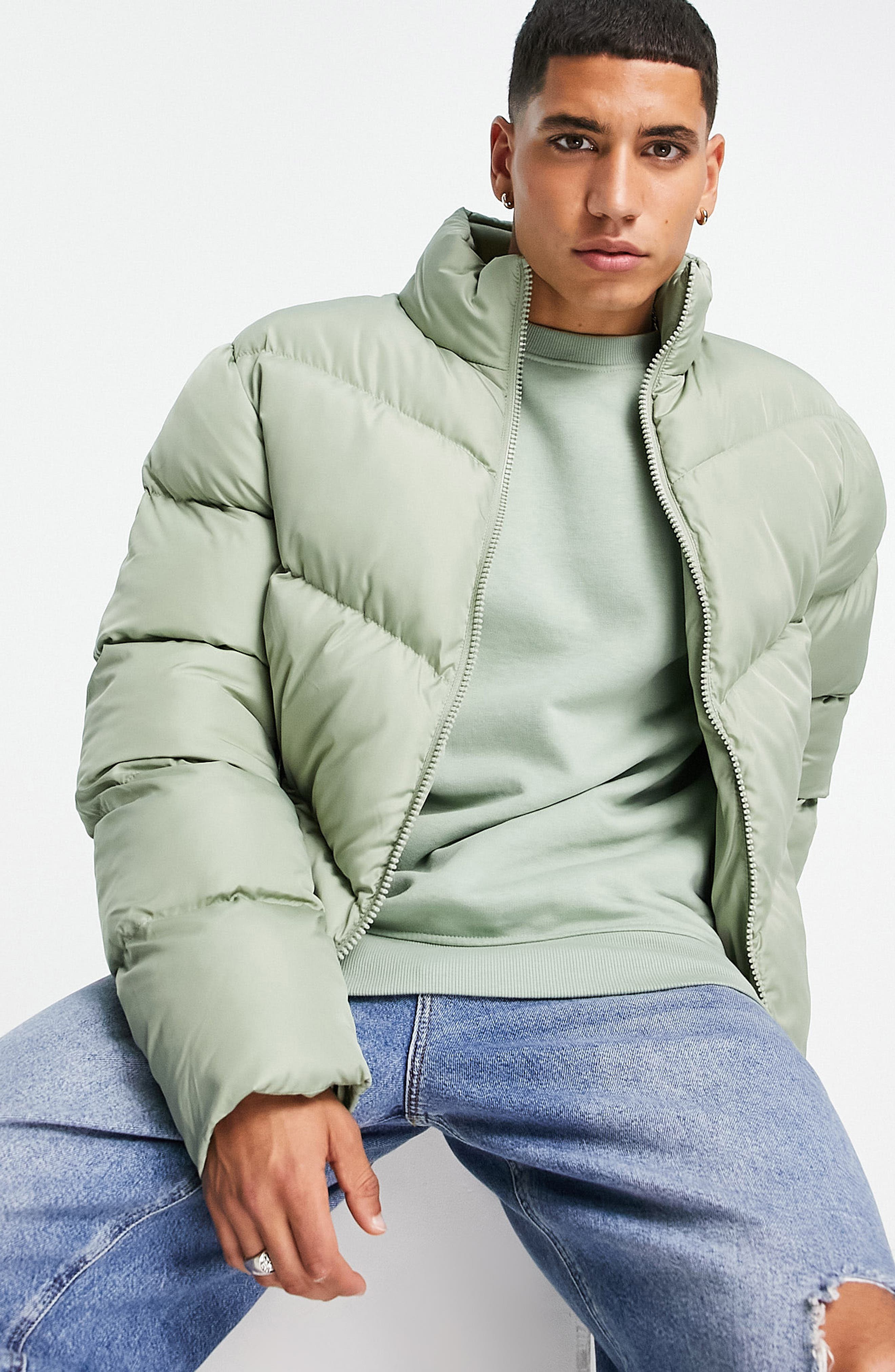 ASOS Design Puffer Jacket in Green - MGREEN