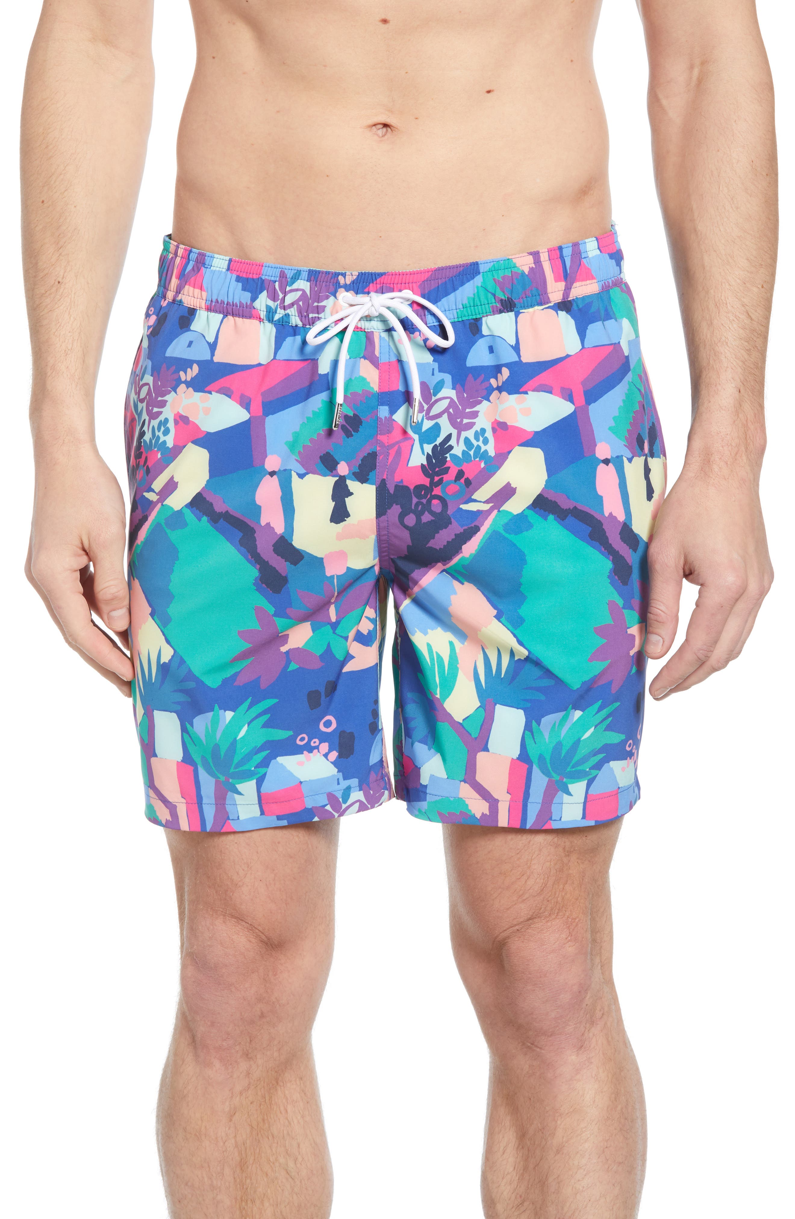 Bonobos 7-Inch Abstract Print Swim Trunks, Blue