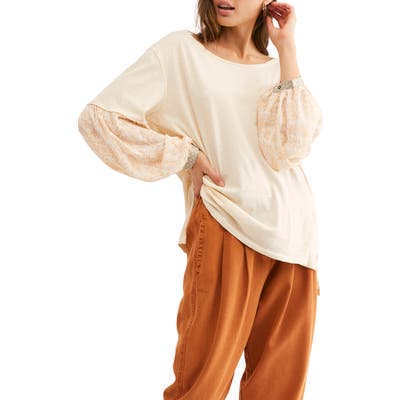 Free People Jade Long Sleeve Pocket Tee, Ivory