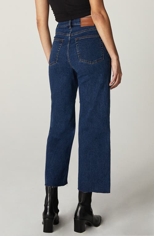 Shop Unpublished Noemi Raw Hem High Waist Crop Wide Leg Jeans In Dark Blue