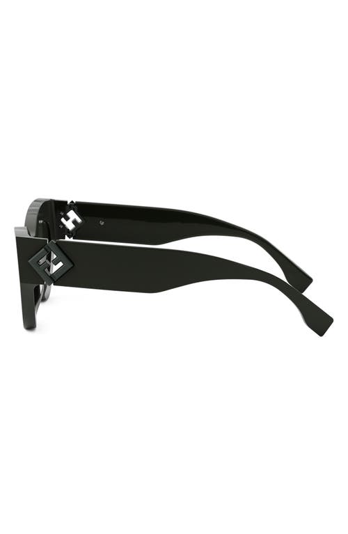 Fendi Ff Diamonds 52mm Cat Eye Sunglasses In Shiny Dark Green/green