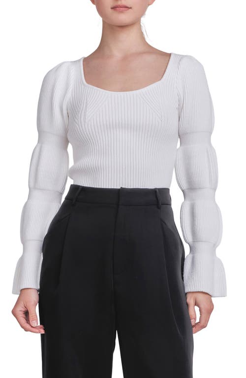 Endless Rose Rib Bubble Sleeve Sweater White at Nordstrom,
