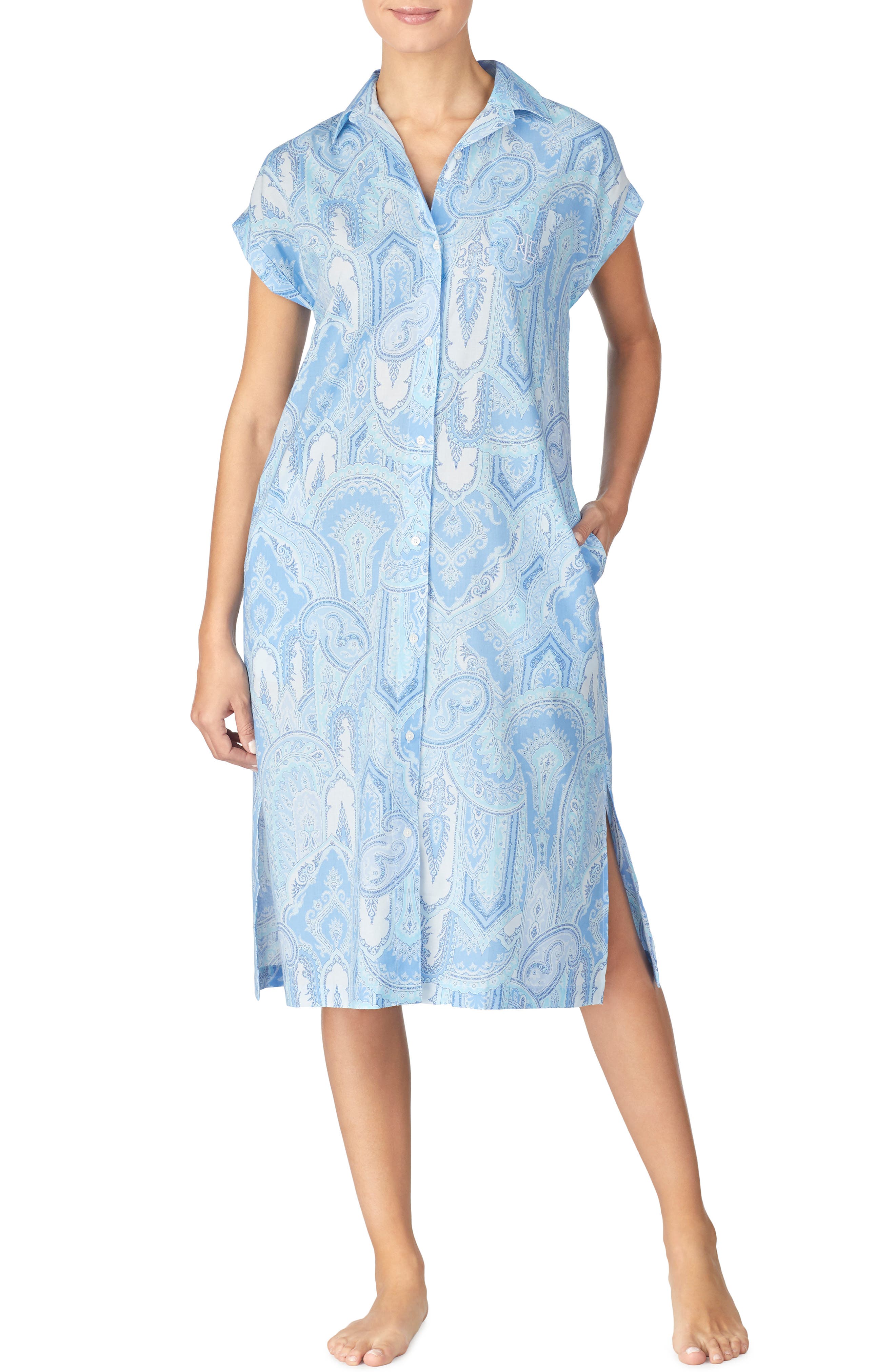 Lauren Ralph Lauren Paisley Ballet Sleep Shirt, Blue