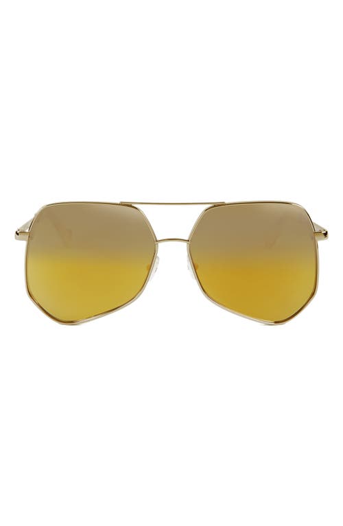 Grey Ant Megalast II 56MM Aviator Sunglasses in Gold Frame/yellow Silver Lens