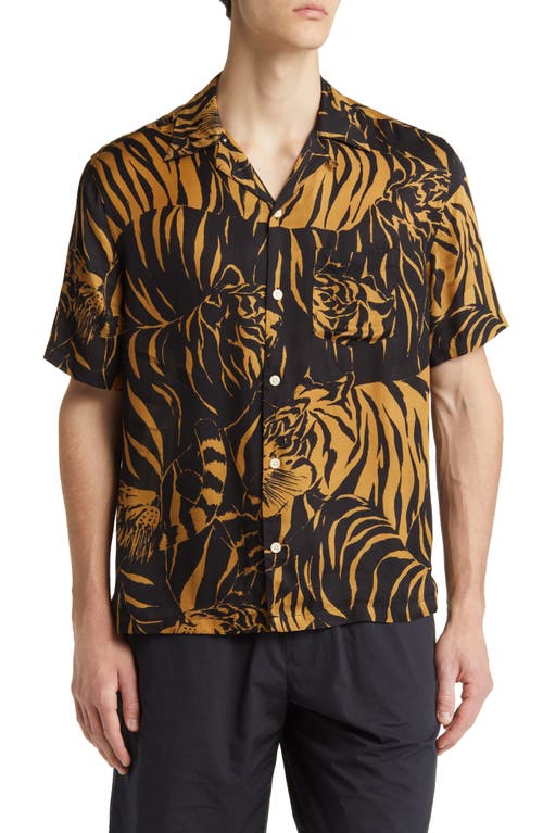 AllSaints Wildcat Short Sleeve Button-Up Camp Shirt Seashell Brown at Nordstrom,