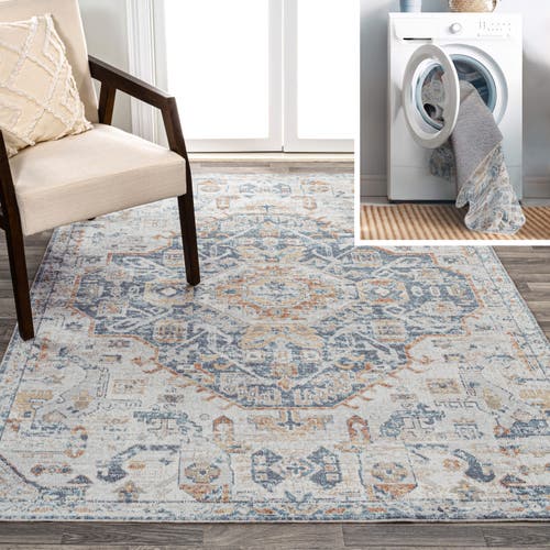 Jonathan Y Shaemus Bohemian Medallion Low-pile Machine-washable Area Rug In Cream/blue/terra