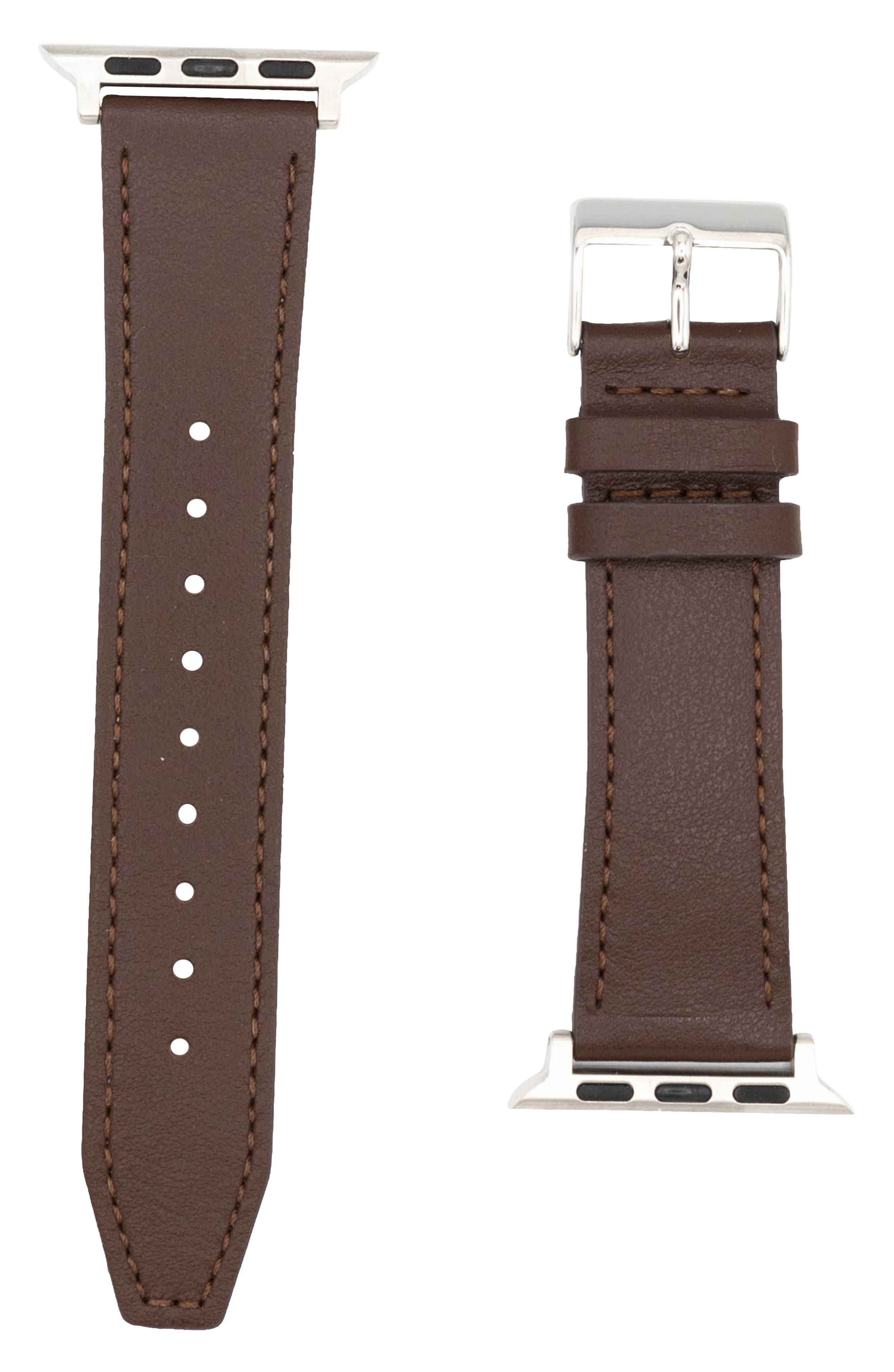 Rebecca Minkoff 20mm Smooth Leather Watch Strap in Brown at Nordstrom