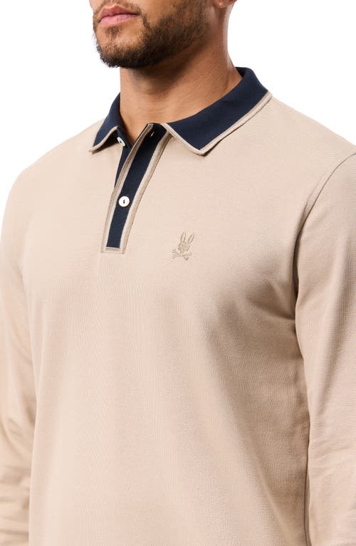 Shop Psycho Bunny Kent Long Sleeve Pima Cotton Piqué Polo In Stone