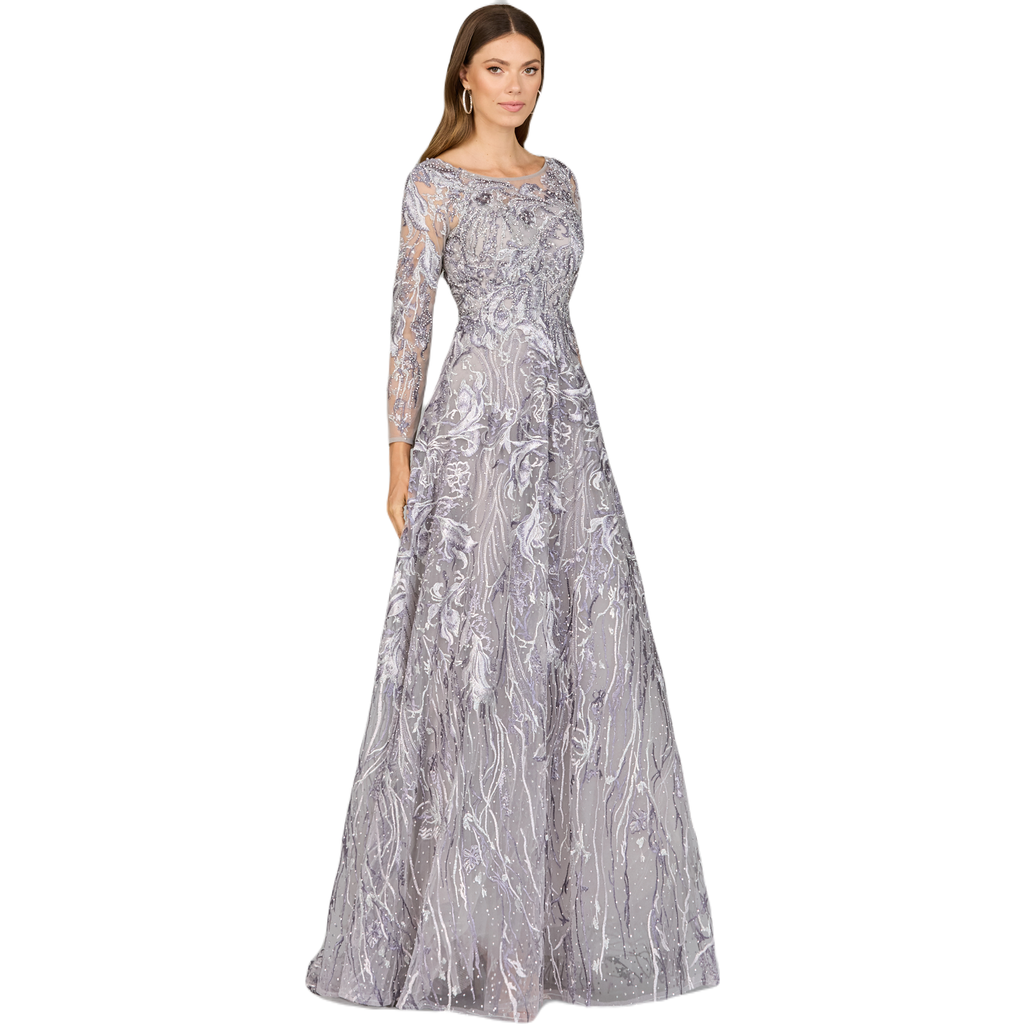 LARA NEW YORK LARA NEW YORK LONG SLEEVE MODEST A-LINE GOWN