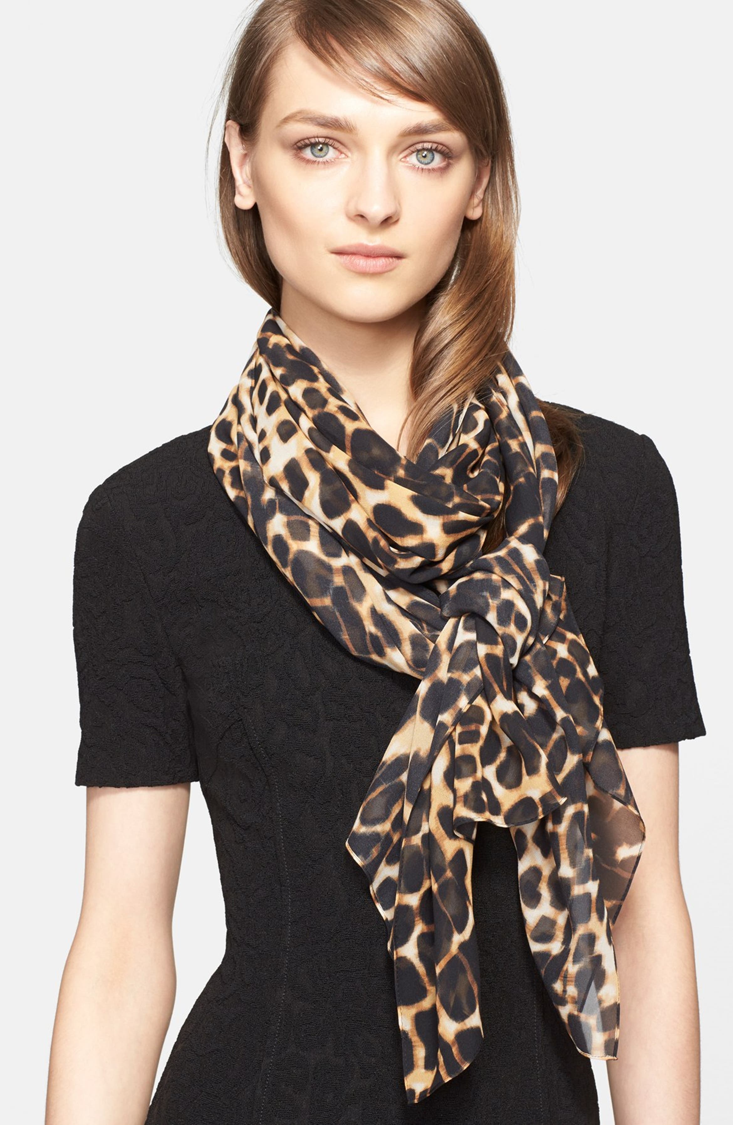 St. John Collection Leopard Print Silk Georgette Scarf (Nordstrom ...