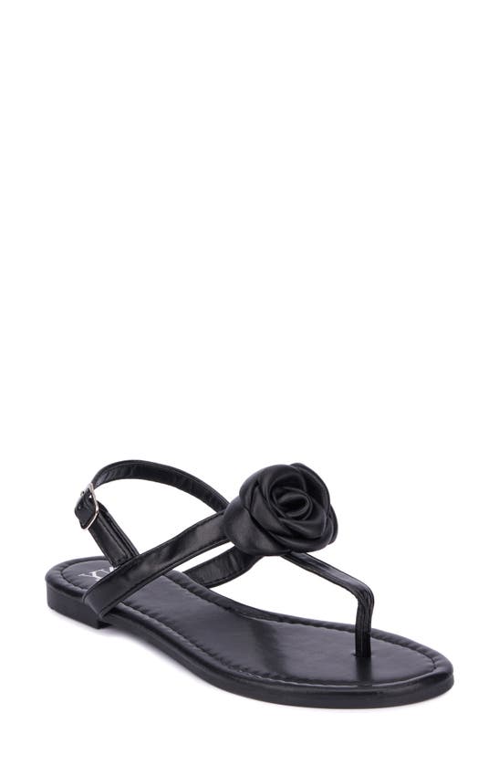 New York And Company Rosette Thong Sandal In Black