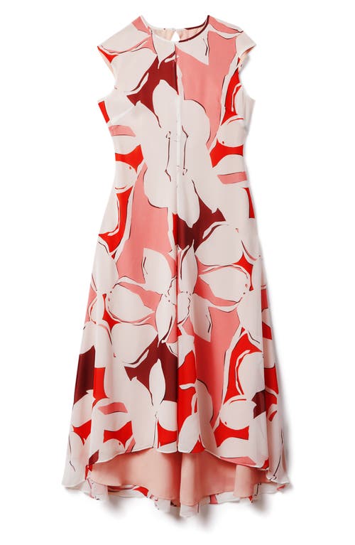 Reiss Becci Floral Midi Dress In Red