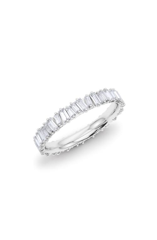 Lab Created Baguette Diamond Tennis Bangle in 18K White Gold