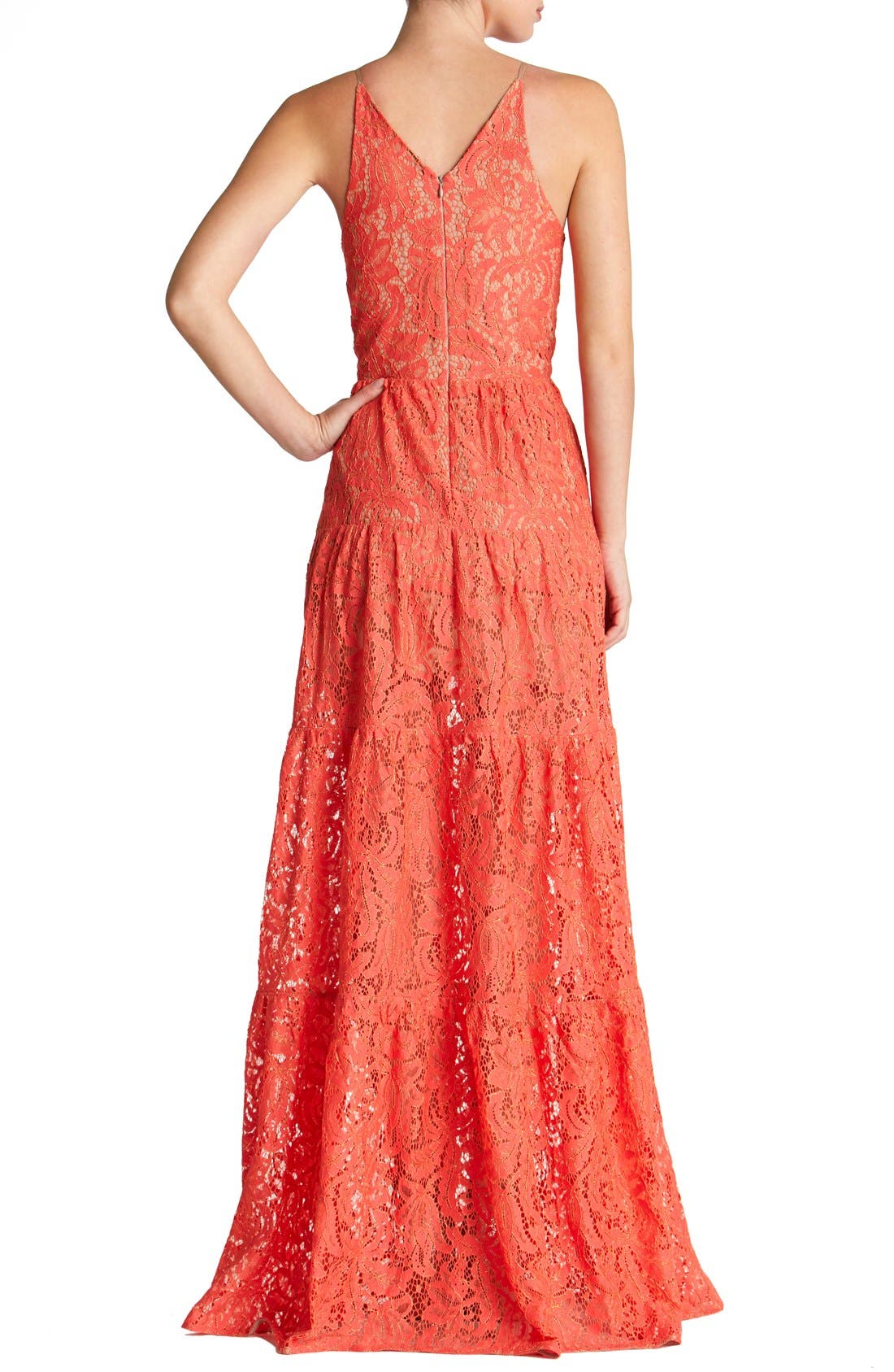 dress the population blue melina lace maxi