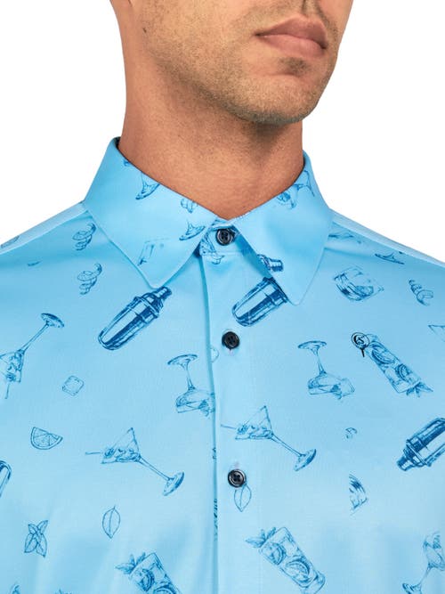 Construct Con.struct Cocktail Print Performance Button-down Shirt In Aqua
