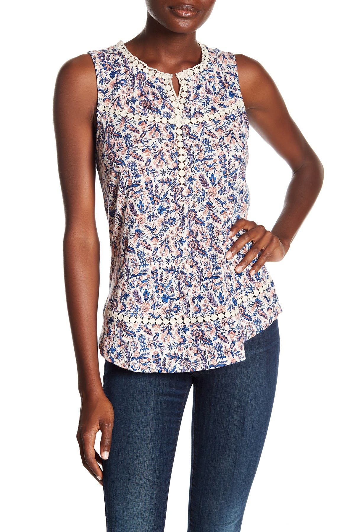 lucky brand floral print top