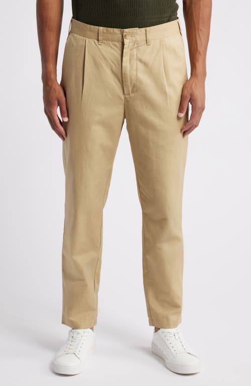 Shop Rails Hawthorne Pleated Cotton & Linen Chinos In Khaki