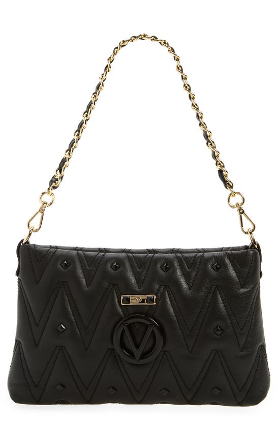 Valentino By Mario Valentino Vanille Diamond Quilted Leather Shoulder Bag In Black