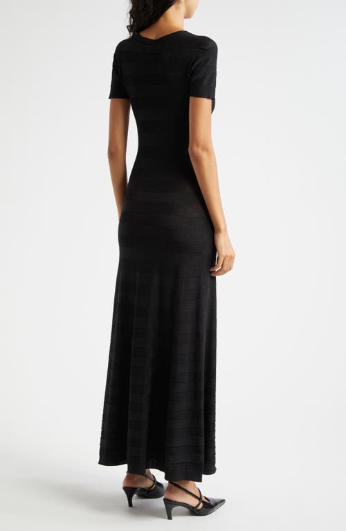 Shop Emporio Armani Stripe Maxi Dress In Solid Black