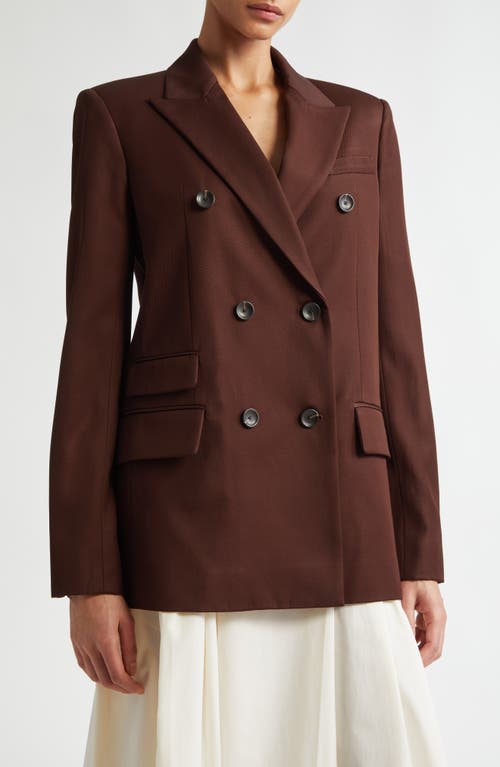 Maria Mcmanus Billiet Double Breasted Twill Blazer In Bitter Chocolate