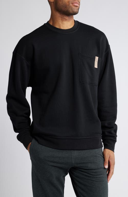 Lunya Reversible Cotton Blend Lounge Sweatshirt in Immersed Black 