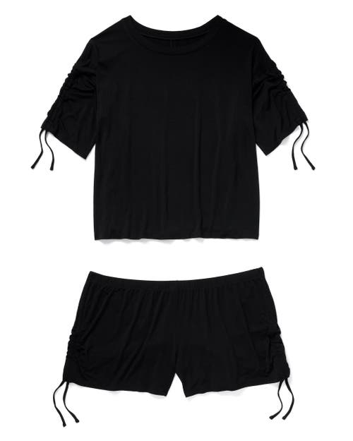 Shop Adore Me Laura Pajama Knit Top & Short Set In Black