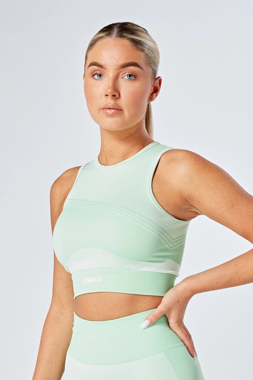 Shop Twill Active Recycled Color Block Racer Crop Top In Green