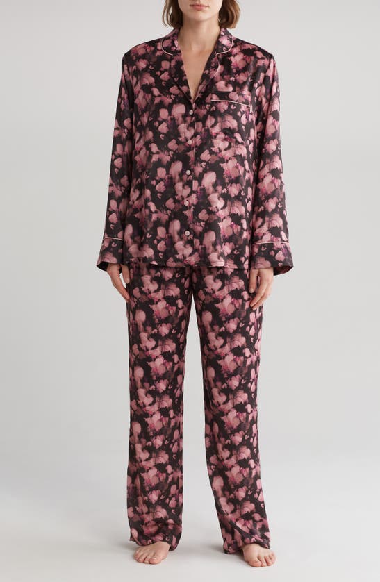 Ted Baker Piped Silky Satin Pajamas In Animal Tie Dye