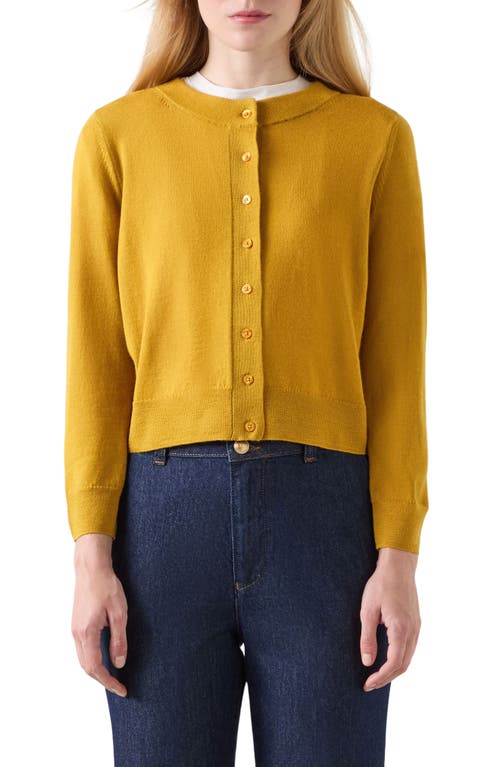 Shop Lk Bennett Connie Merino Wool Cardigan In Ochre