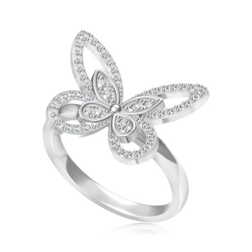 Donatello Gian Crystal Butterfly Ring In Silver