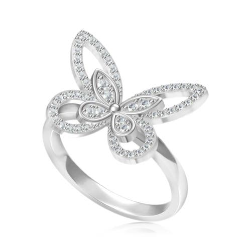 Shop Donatello Gian Crystal Butterfly Ring In Silver