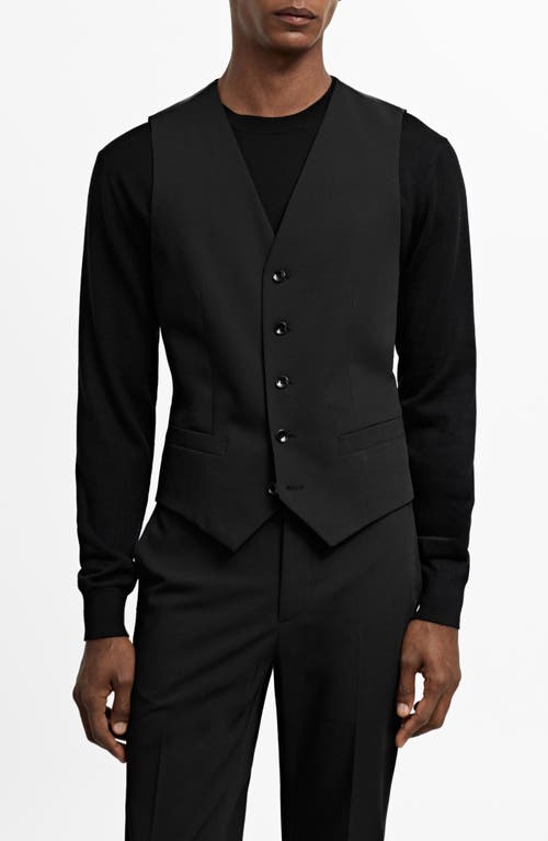 Mango Paris Superslim Fit Stretch Suit Vest In Black