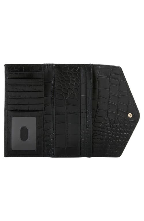 Shop Brahmin Veronica Croc Embossed Leather Envelope Wallet In Black