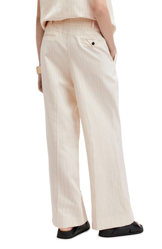 Shop Allsaints Payton Pinstripe Wide Leg Pants In Ivory White