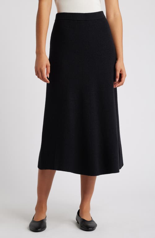 Masai Copenhagen Skylar Cotton Blend Knit Midi Skirt in Black 