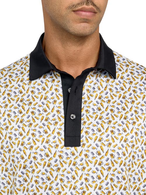 Shop Construct Con.struct Micro Beers Print Performance Golf Polo In White/yellow