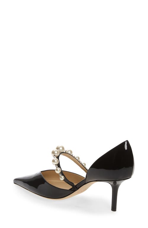 Shop Jimmy Choo Aurelie Imitation Pearl Strap Pointed Toe Pump In Black/white